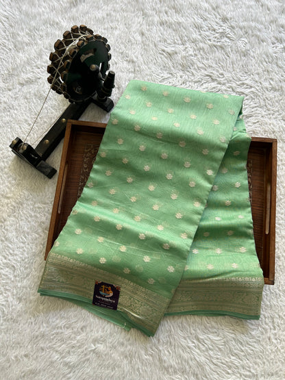 Green Maheshwari  Cotton Saree For Women - Elegant Office & Daily Wear.