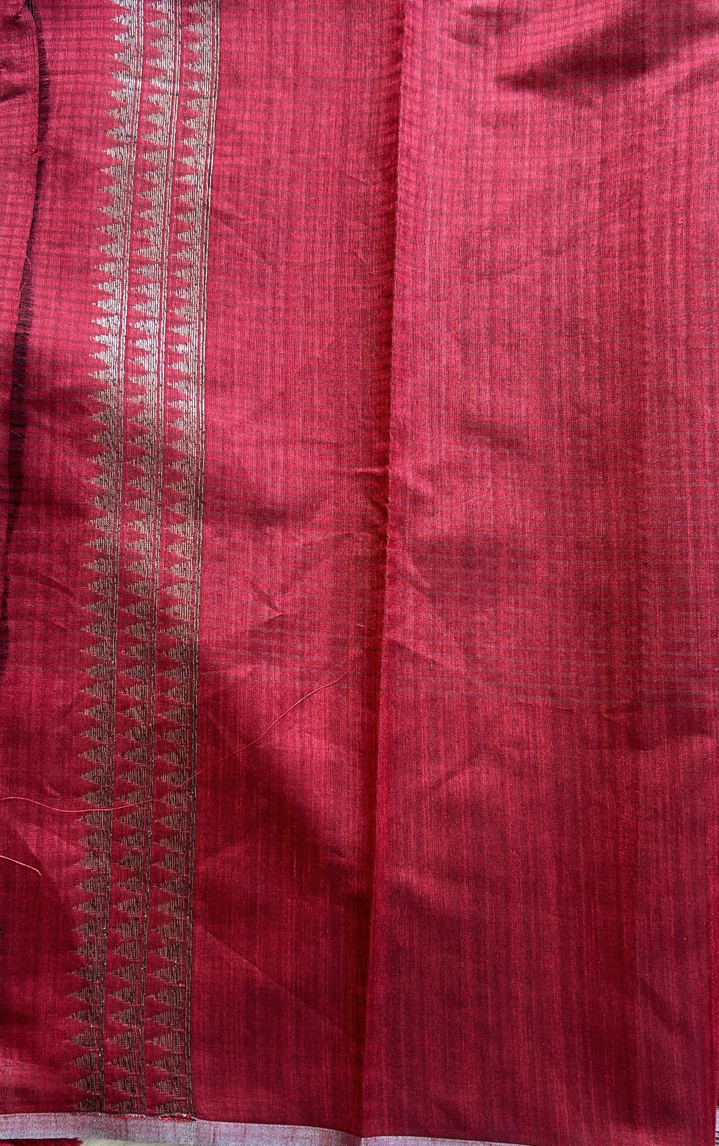 Semi Tussar Saree Dark Maroon Colored complemented with a Borderless. - Sampradaya Designer Studio