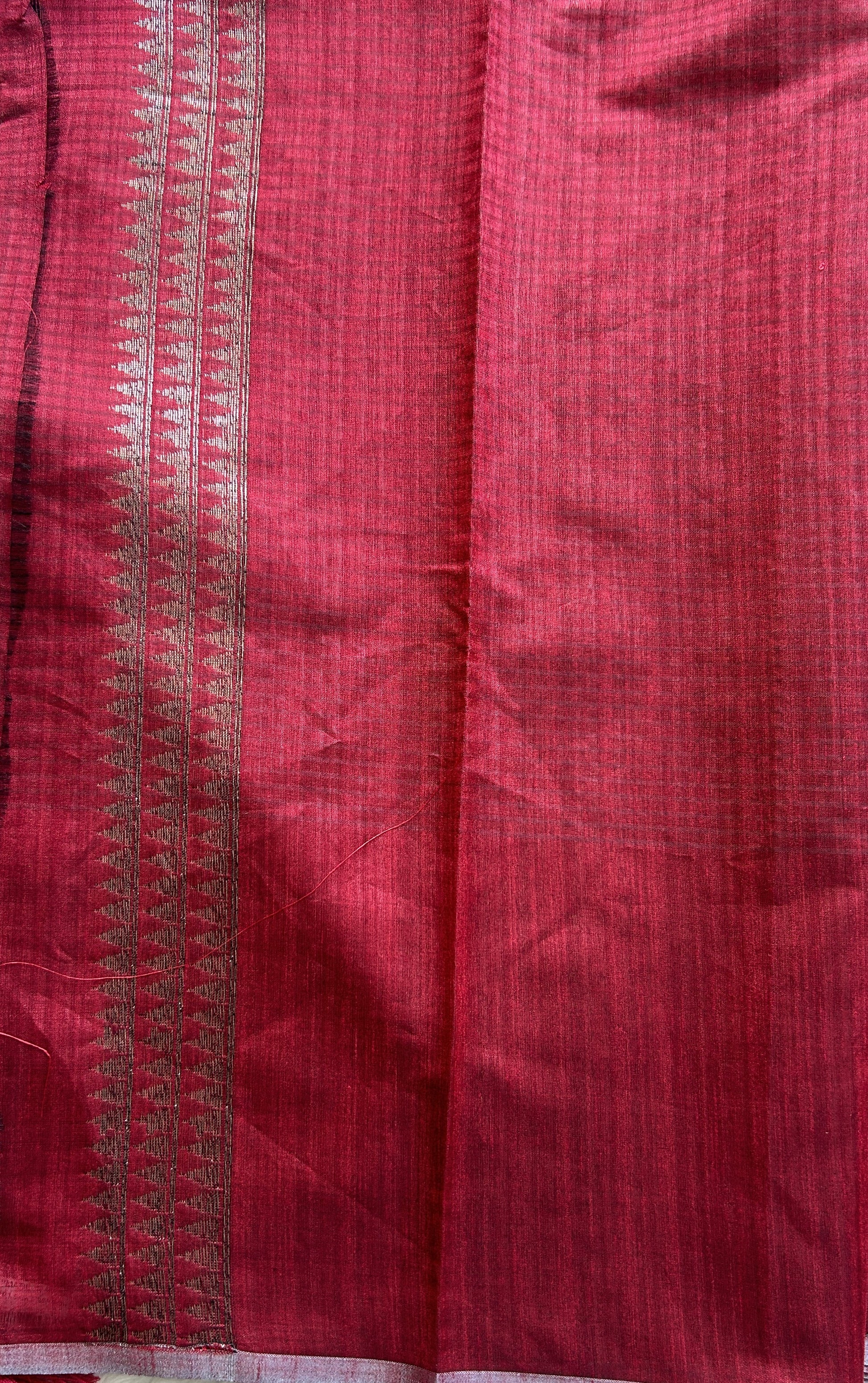 Semi Tussar Saree Dark Maroon Colored complemented with a Borderless. - Sampradaya Designer Studio