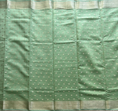 Green Maheshwari  Cotton Saree For Women - Elegant Office & Daily Wear.