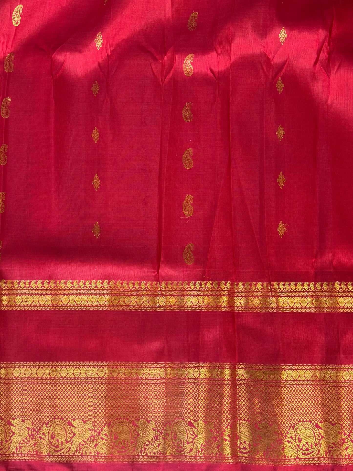 Purple Gadwal Silk Saree with Gold Zari Border — Pure Handloom | Silk Mark Certified