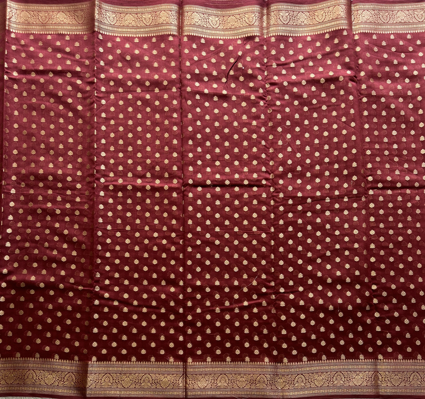 Maroon Maheshwari  Cotton Saree For Women - Elegant Office & Daily Wear.