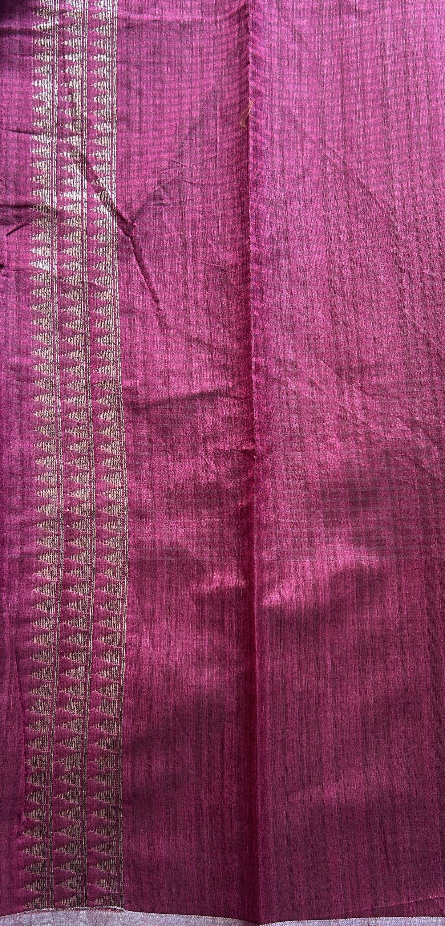 Semi Tussar Saree Dark Pink Colored complemented with a Borderless. - Sampradaya Designer Studio