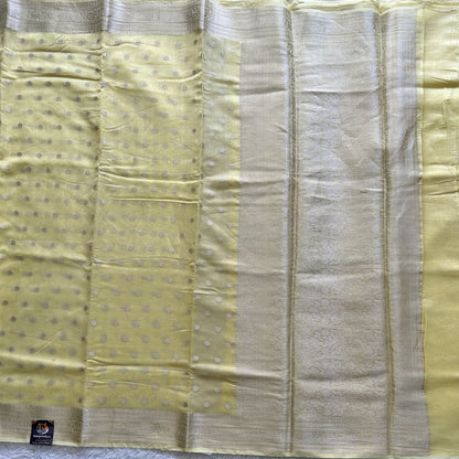 Lemon Yellow Maheshwari  Cotton Saree For Women - Elegant Office & Daily Wear.