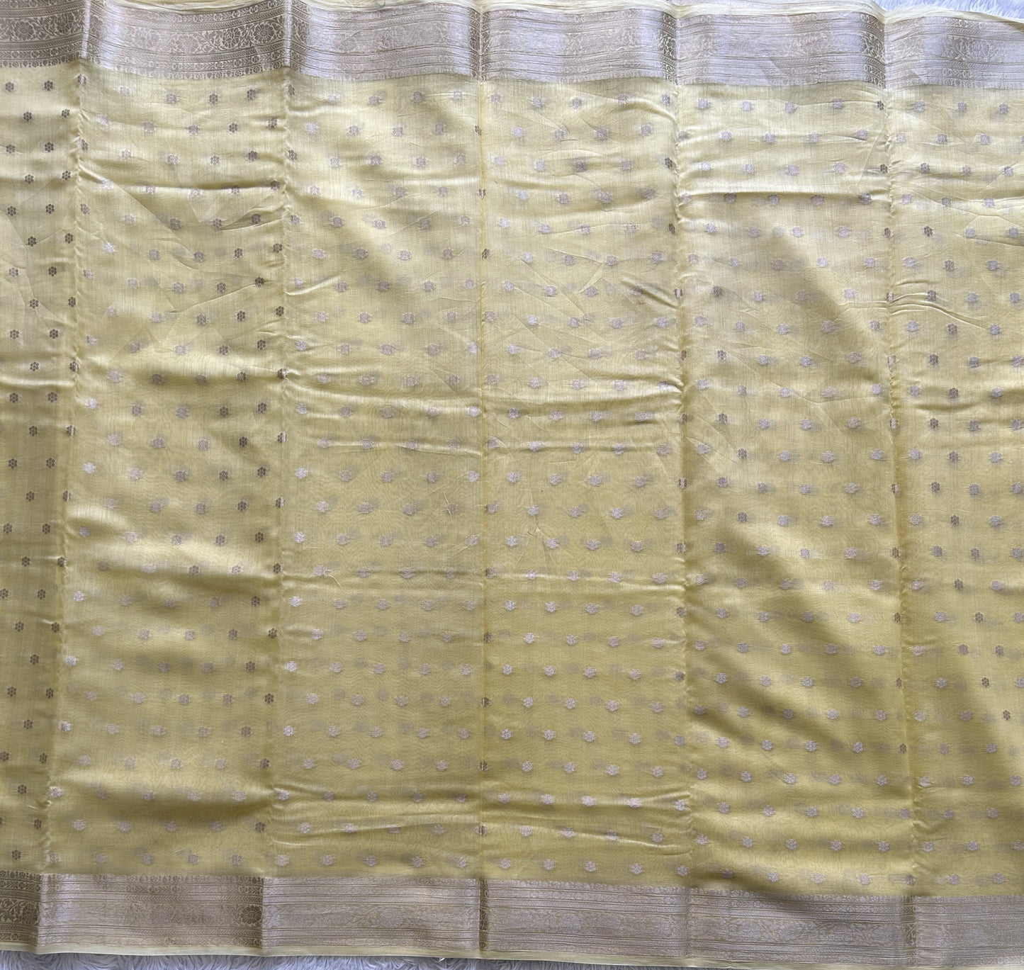 Lemon Yellow Maheshwari  Cotton Saree For Women - Elegant Office & Daily Wear.