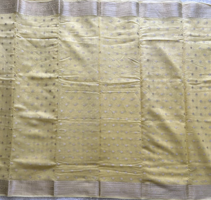 Lemon Yellow Maheshwari  Cotton Saree For Women - Elegant Office & Daily Wear.