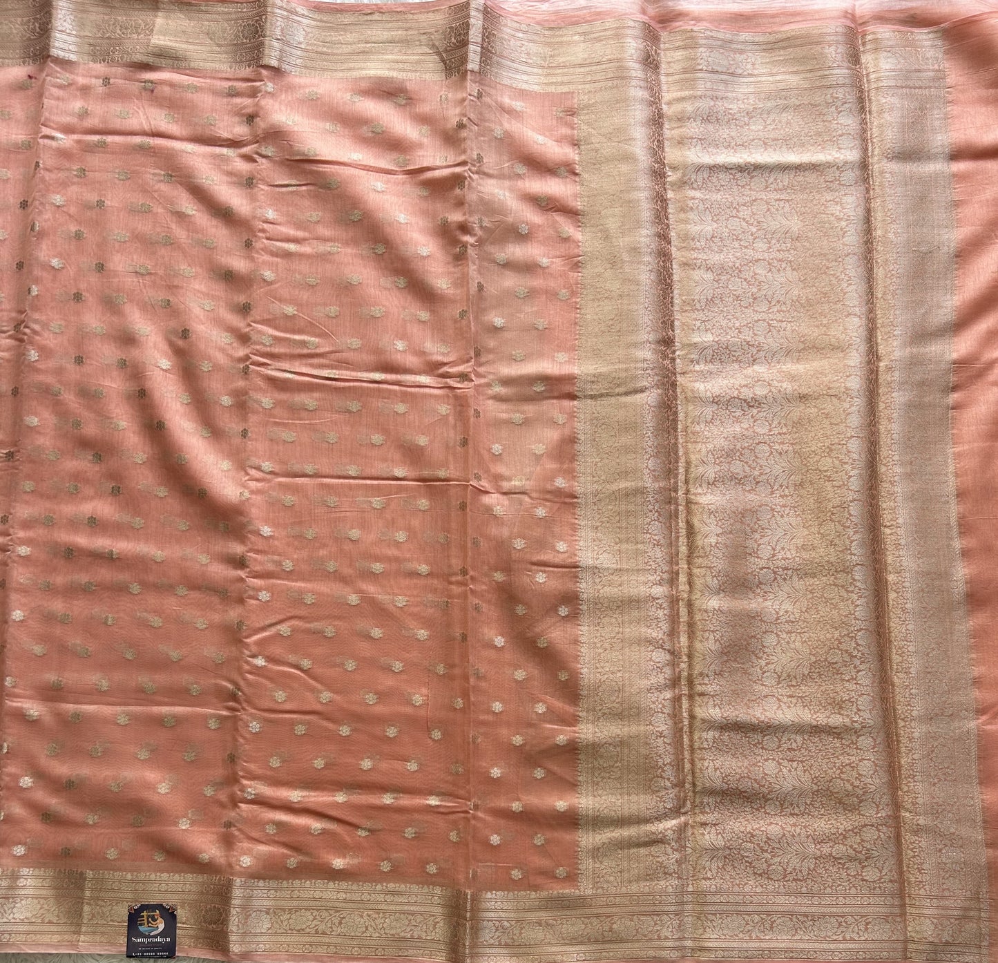 Peach Maheshwari  Cotton Saree For Women - Elegant Office & Daily Wear.