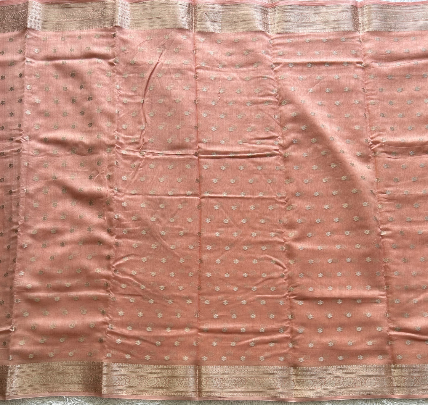 Peach Maheshwari  Cotton Saree For Women - Elegant Office & Daily Wear.