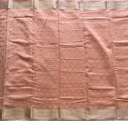 Peach Maheshwari  Cotton Saree For Women - Elegant Office & Daily Wear.