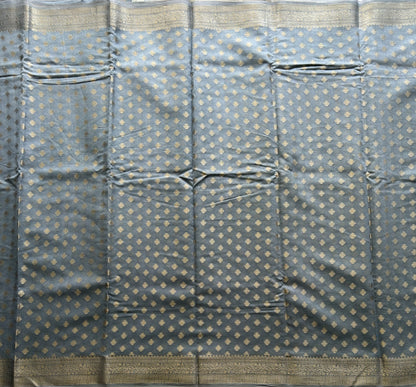 Gray Maheshwari  Cotton Saree For Women - Elegant Office & Daily Wear.