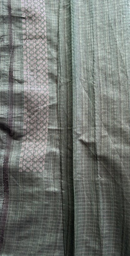 Semi Tussar Saree Bottle Green Colored complemented with a Borderless. - Sampradaya Designer Studio