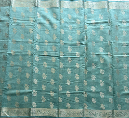 Blue Maheshwari  Cotton Saree For Women - Elegant Office & Daily Wear.