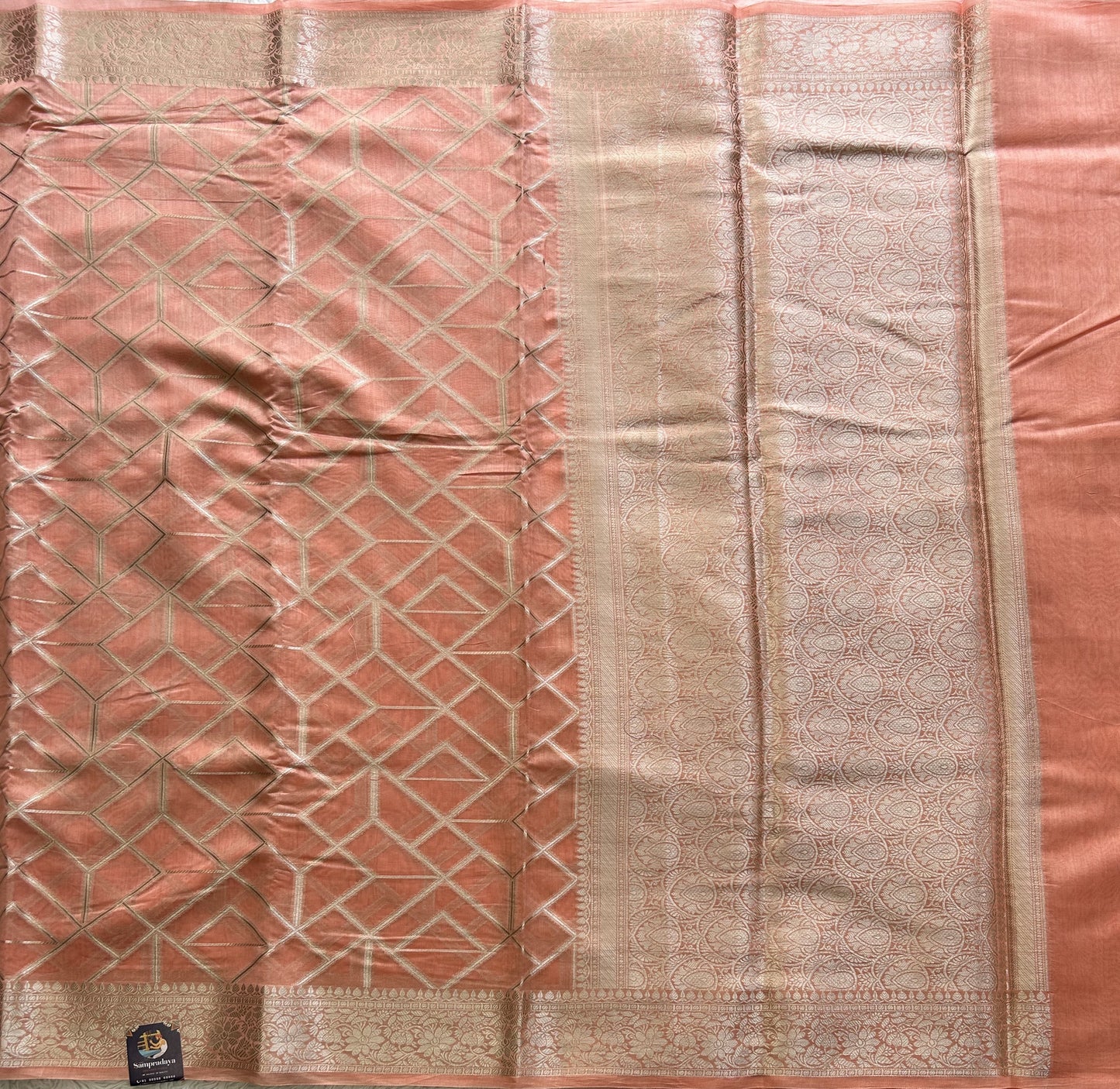 Peach Maheshwari  Cotton Saree For Women - Elegant Office & Daily Wear.