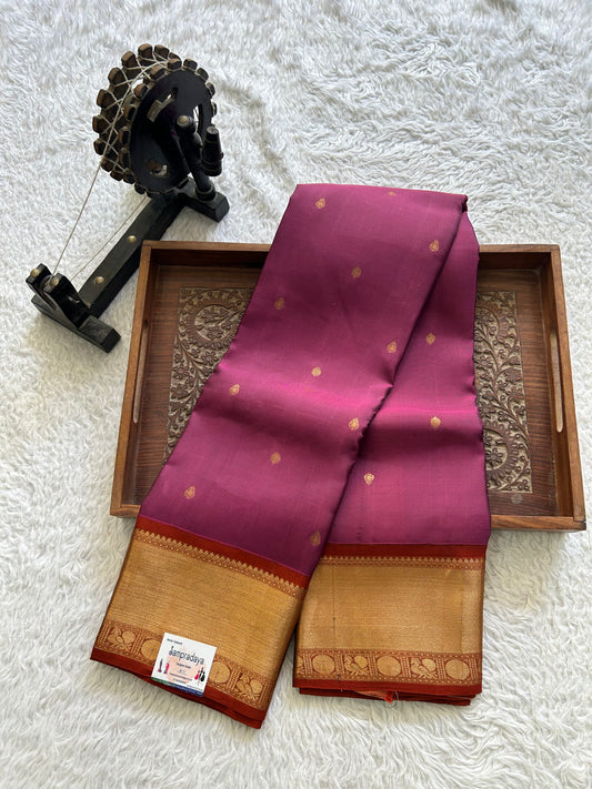 Kanjivaram Silk Saree - Purple with Gold Zari Border ( Powerloom) | Affordable Luxury