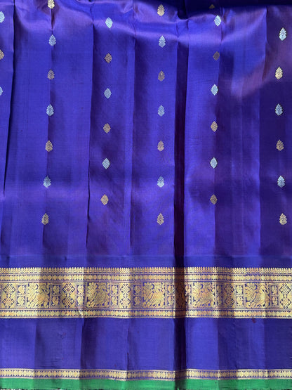 Peach Gadwal Silk Saree with Gold Zari Border — Pure Handloom | Silk Mark Certified