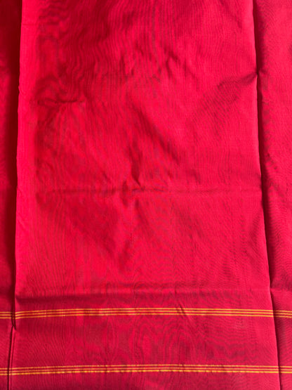 Ikkat Pattu Saree Gray colored complemented with a Red Patola border. - Sampradaya Designer Studio