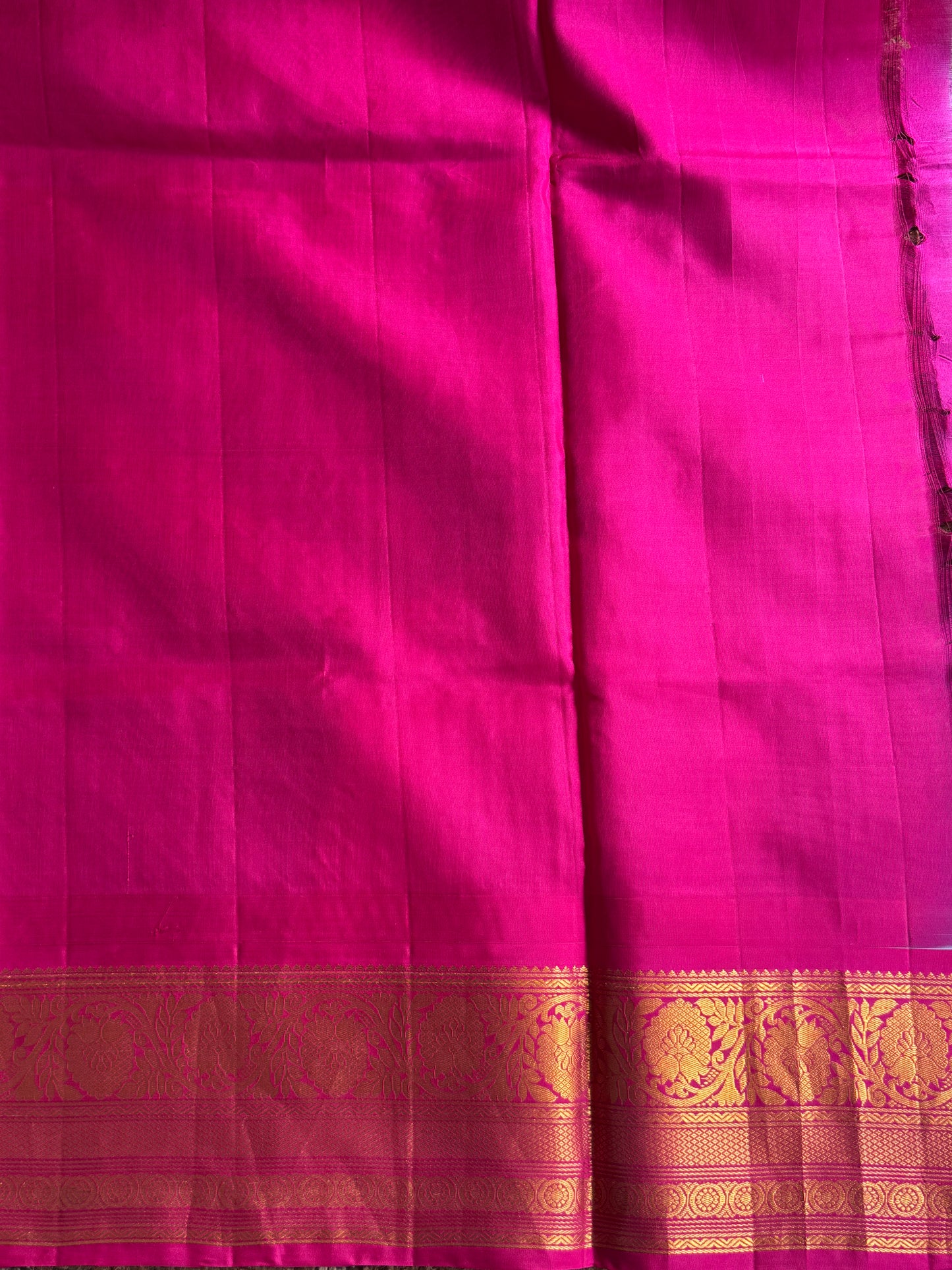 Blue Gadwal Pure Silk Saree (Powerloom) With Gold Zari Border — Silk Mark Certified - Sampradaya Designer Studio