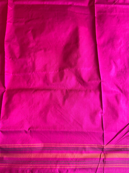 Ikkat Pattu Saree Purple colored complemented with a Pink Patolla border. - Sampradaya Designer Studio