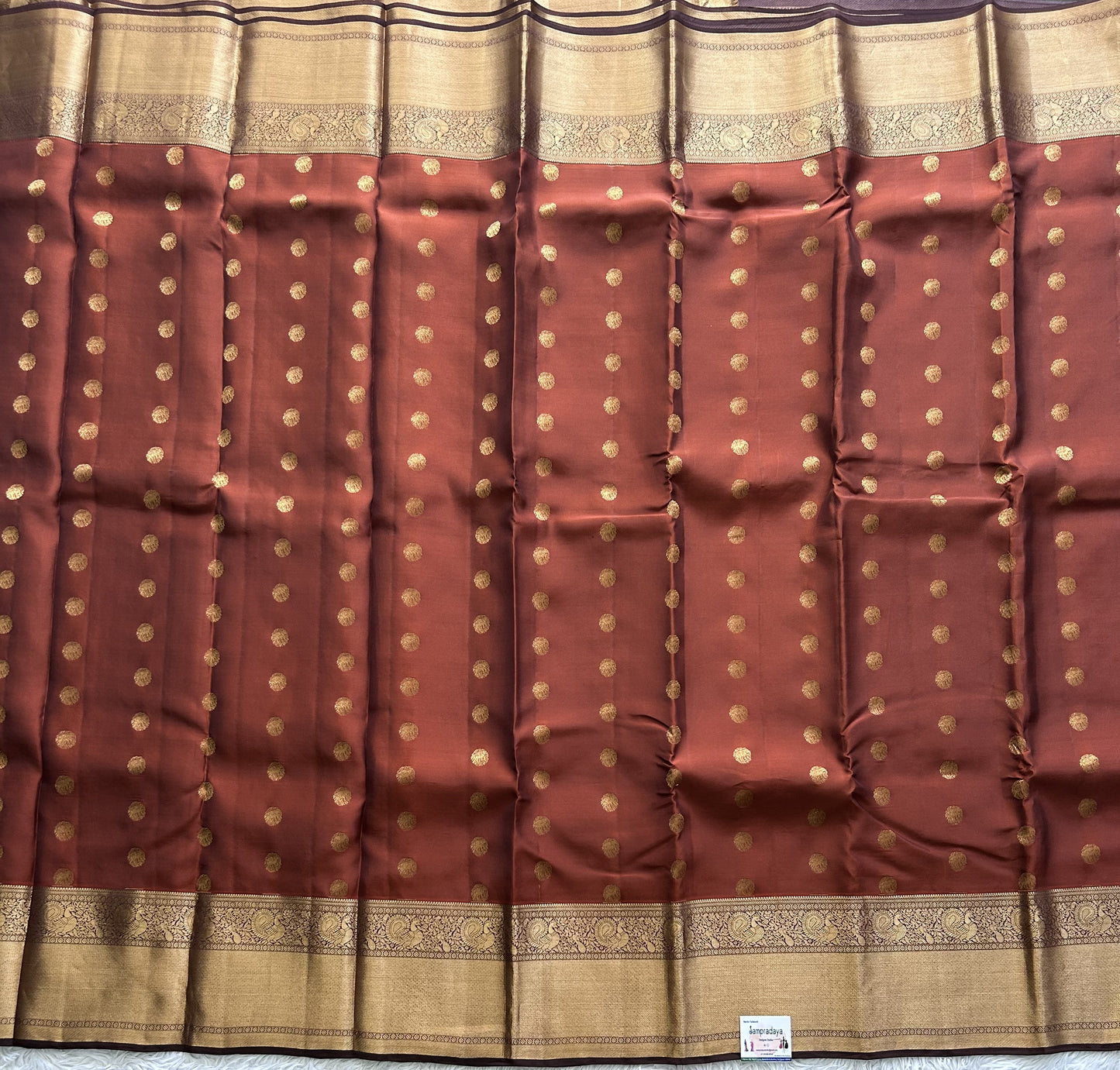 Kanjivaram Silk Saree - Brown with Gold Zari Border ( Powerloom) | Affordable Luxury