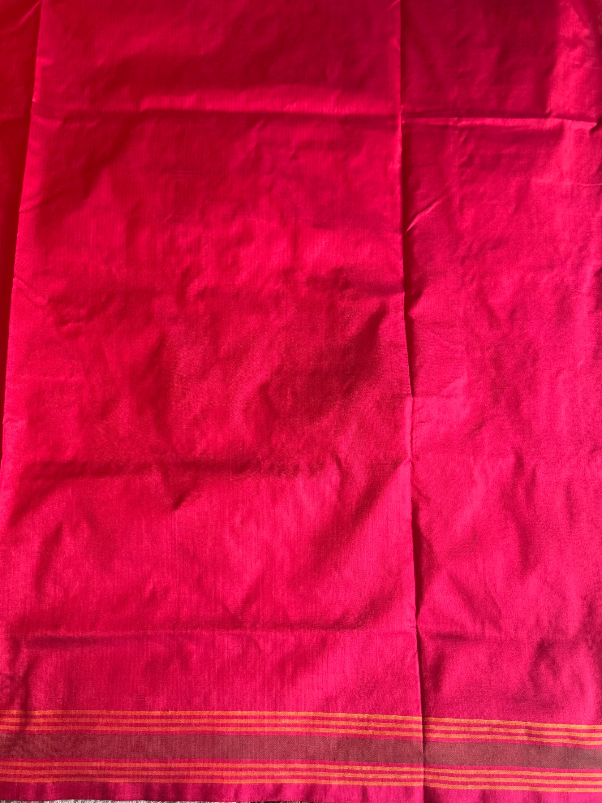 Ikkat Pattu Saree Multi colored complemented with a Red Patolla border. - Sampradaya Designer Studio