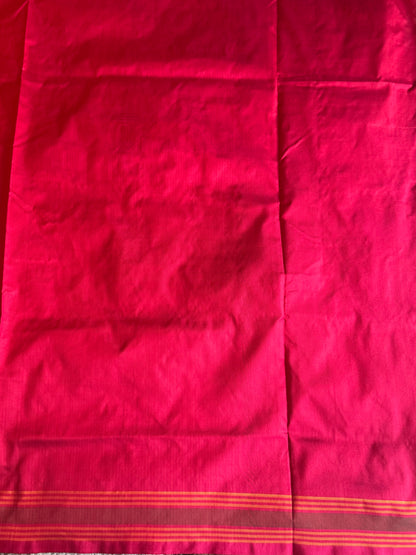 Ikkat Pattu Saree Multi colored complemented with a Red Patolla border. - Sampradaya Designer Studio