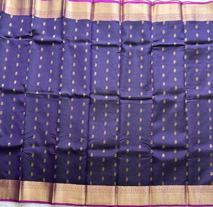 Kanjivaram Silk Saree - Purple with Gold Zari Border ( Powerloom) | Affordable Luxury