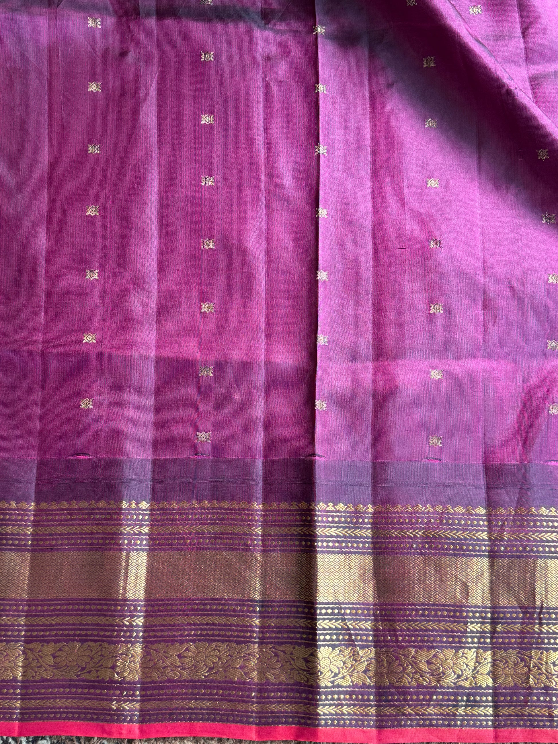 Blue Gadwal Pure Silk Saree (Powerloom) With Gold Zari Border — Silk Mark Certified - Sampradaya Designer Studio
