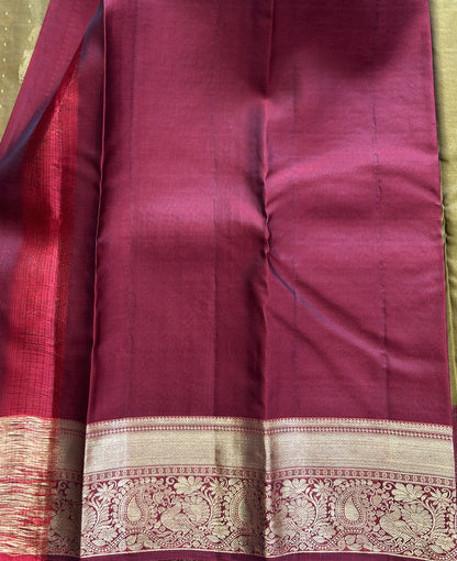 Kanjivaram Silk Saree - Green with Gold Zari Border ( Powerloom) | Affordable Luxury
