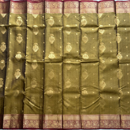 Kanjivaram Silk Saree - Green with Gold Zari Border ( Powerloom) | Affordable Luxury