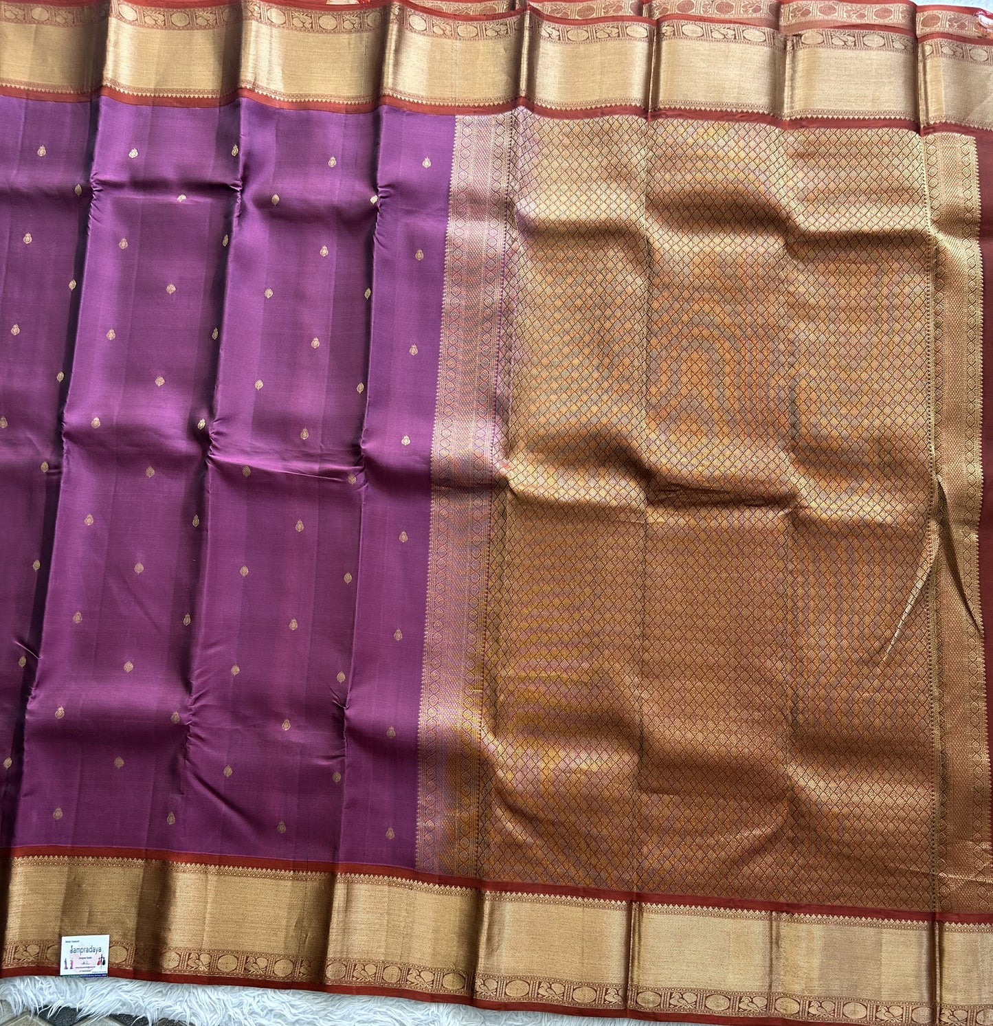 Kanjivaram Silk Saree - Purple with Gold Zari Border ( Powerloom) | Affordable Luxury