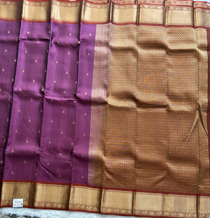 Kanjivaram Silk Saree - Purple with Gold Zari Border ( Powerloom) | Affordable Luxury