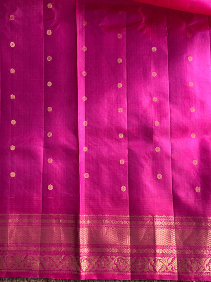Violet Gadwal Pure Silk Saree (Powerloom) With Gold Zari Border — Silk Mark Certified - Sampradaya Designer Studio