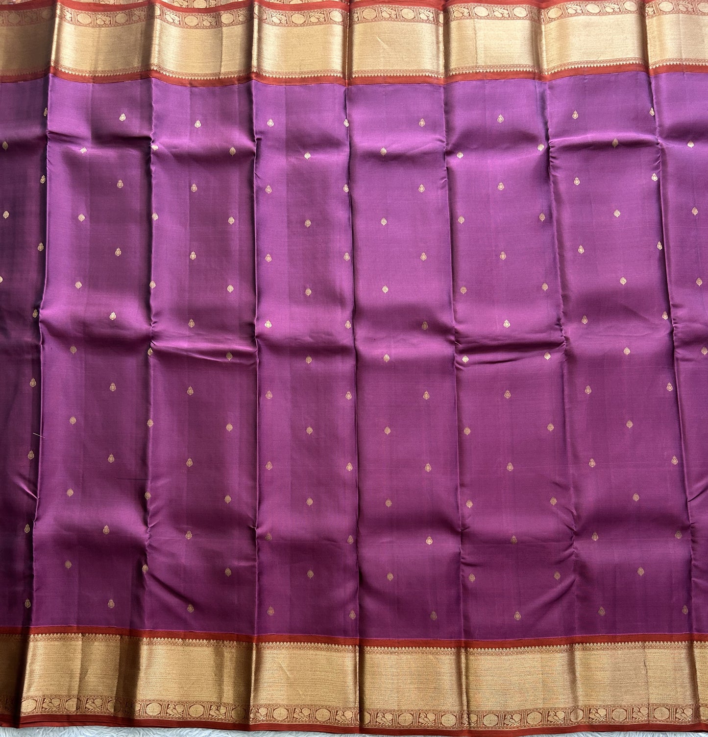 Kanjivaram Silk Saree - Purple with Gold Zari Border ( Powerloom) | Affordable Luxury