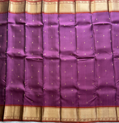 Kanjivaram Silk Saree - Purple with Gold Zari Border ( Powerloom) | Affordable Luxury