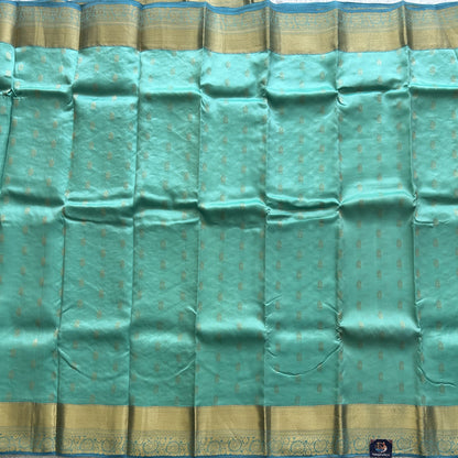 Kanjivaram Silk Saree - Blue with Gold Zari Border ( Powerloom) | Affordable Luxury