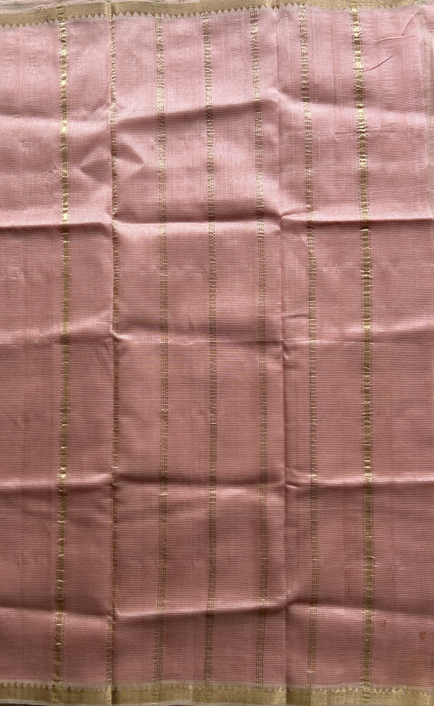 Mangalagiri Plain Pattu Saree Light Baby Pink colored complemented with a Zari Border. - Sampradaya Designer Studio