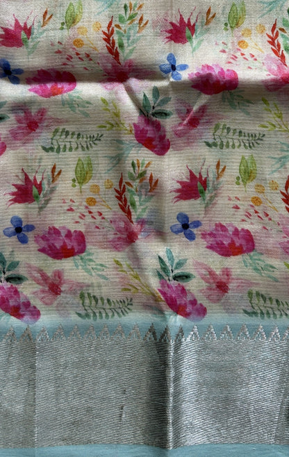 Mangalagiri Plain Pattu Saree Light Baby Pink colored complemented with a Zari Border. - Sampradaya Designer Studio