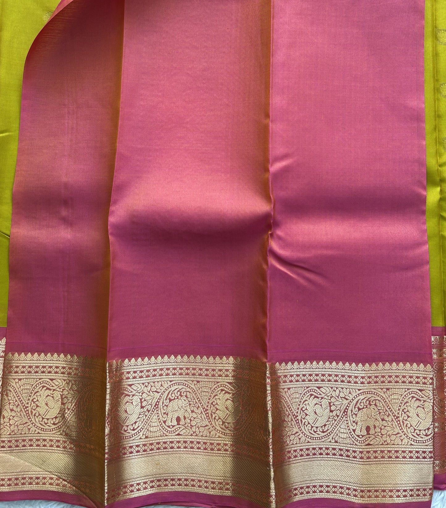 Kanjivaram Silk Saree - yellow with Gold Zari Border ( Powerloom) | Affordable Luxury