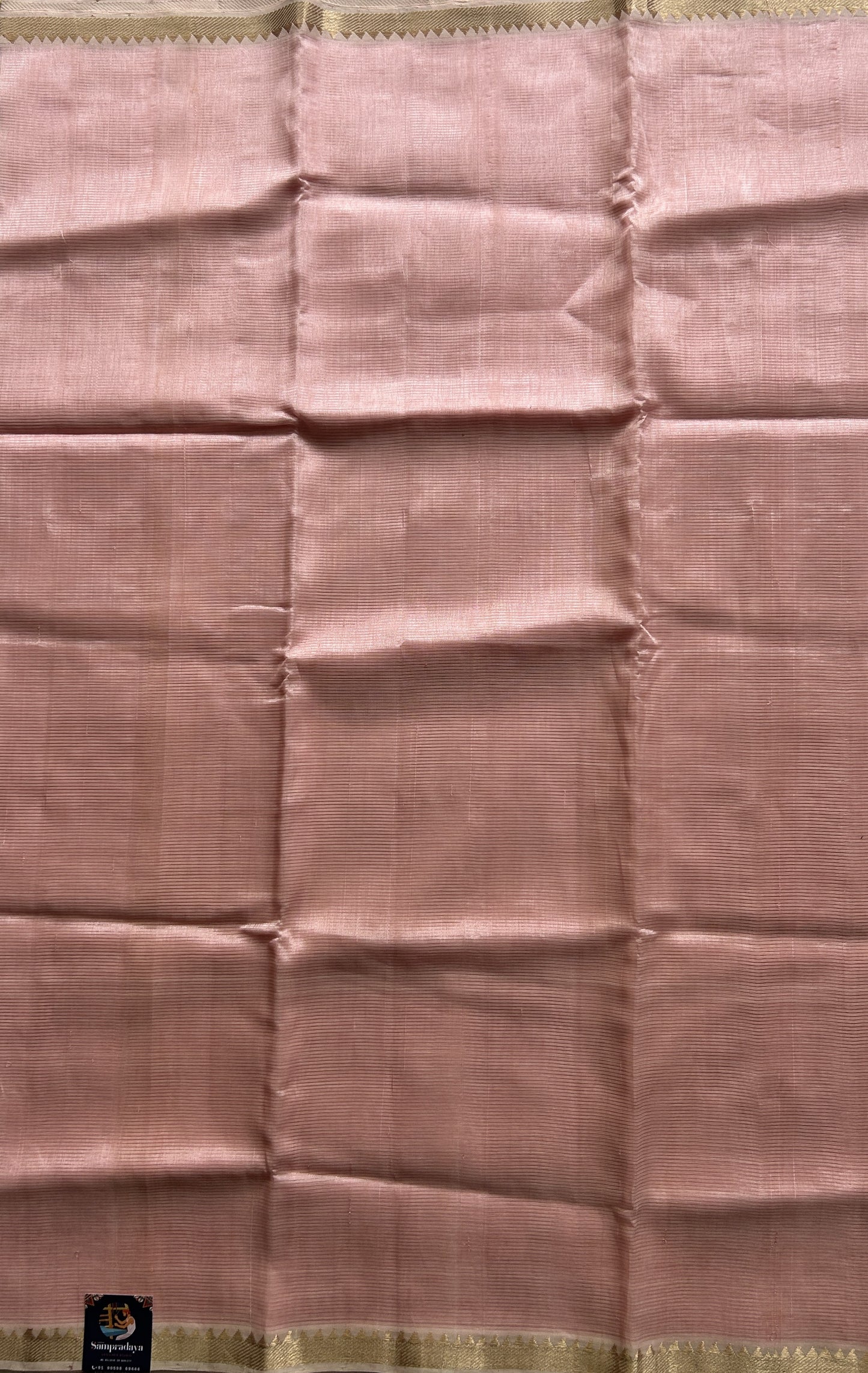 Mangalagiri Plain Pattu Saree Light Baby Pink colored complemented with a Zari Border. - Sampradaya Designer Studio