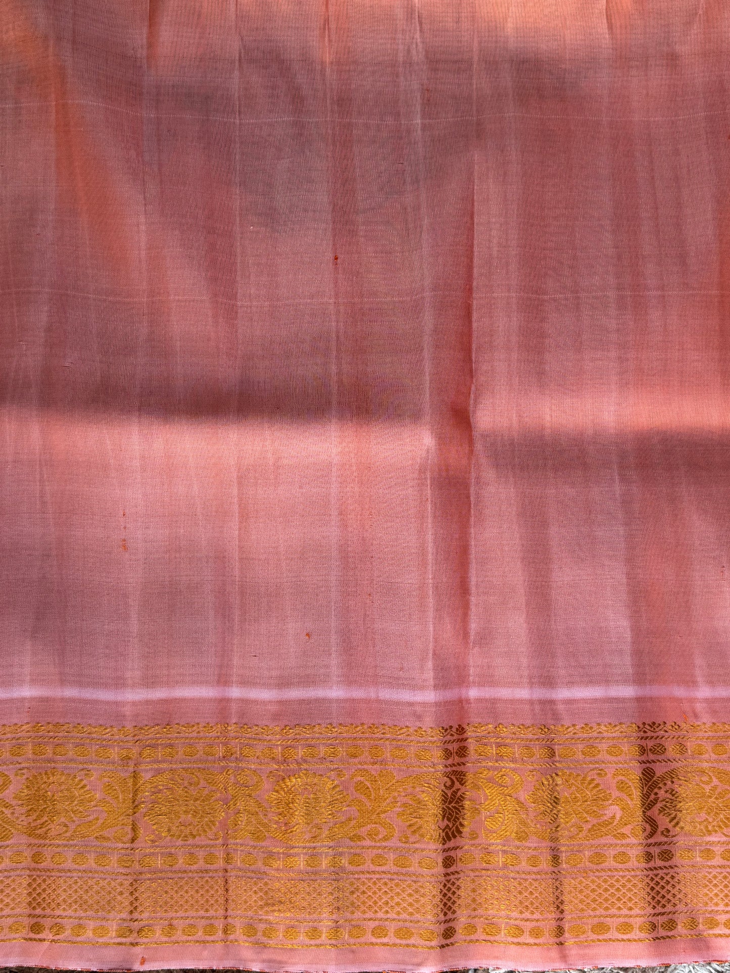 Gadwal Silk Saree Ash Colored Complemented With a Zari Border - Sampradaya Designer Studio