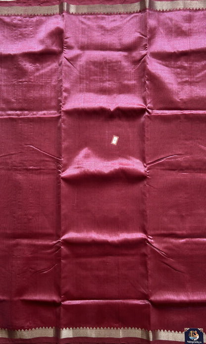 Mangalagiri Plain Pattu Saree Dark Onion Pink colored complemented with a Zari Border. - Sampradaya Designer Studio