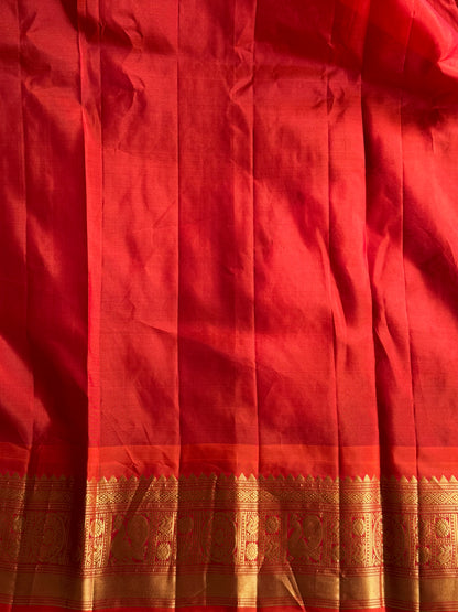 Brown Gadwal Pure Silk Saree (Powerloom) With Gold Zari Border — Silk Mark Certified - Sampradaya Designer Studio