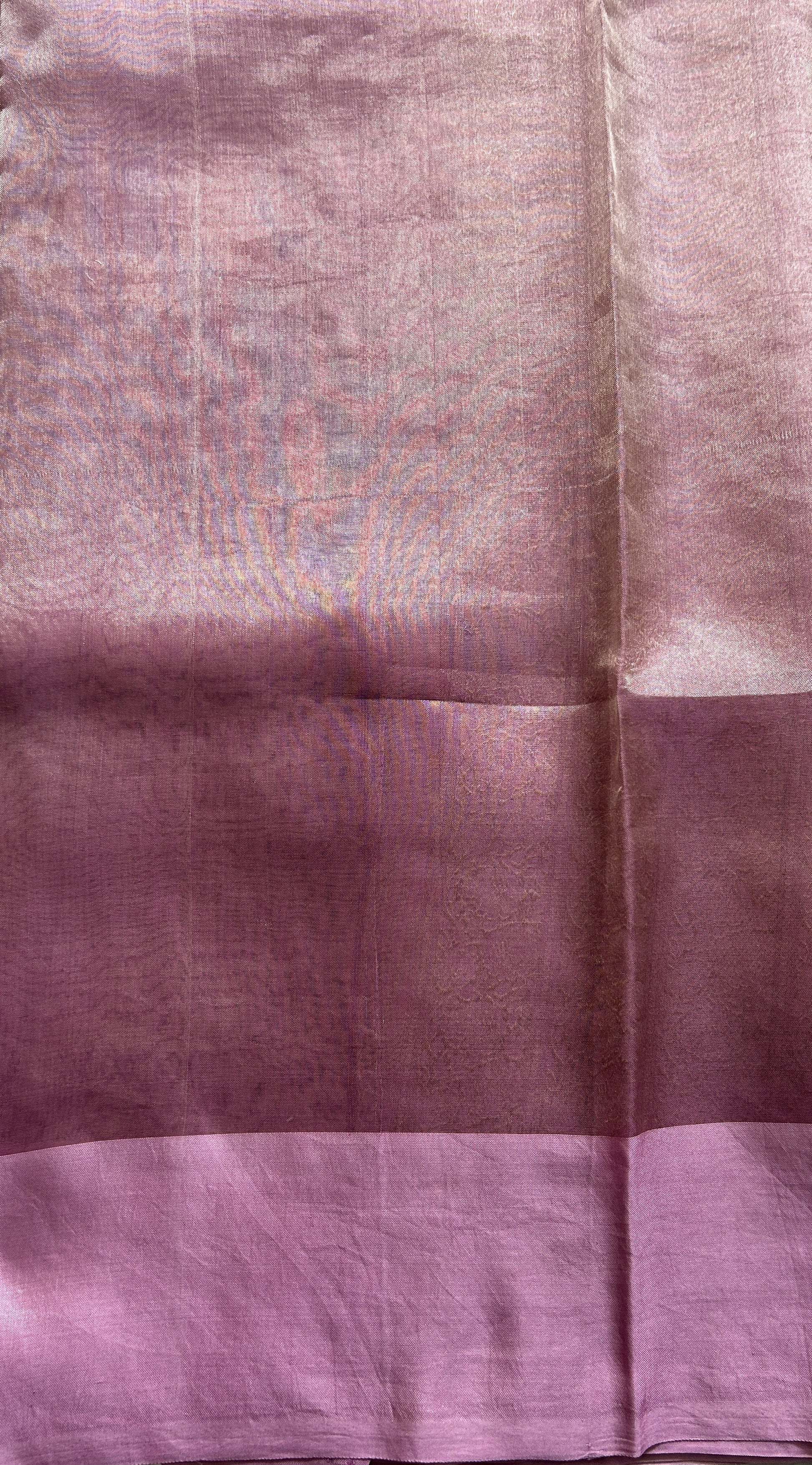 Banarasi Kora Tissue Saree Pink Colored Complemented with a Zari Border. - Sampradaya Designer Studio