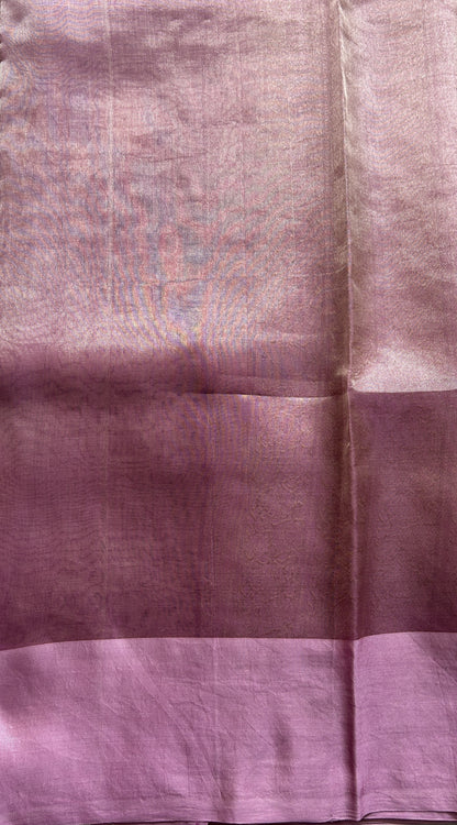 Banarasi Kora Tissue Saree Pink Colored Complemented with a Zari Border. - Sampradaya Designer Studio