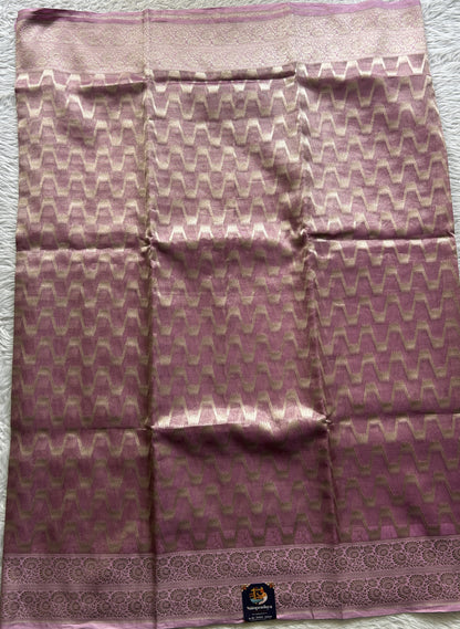 Banarasi Kora Tissue Saree Pink Colored Complemented with a Zari Border. - Sampradaya Designer Studio