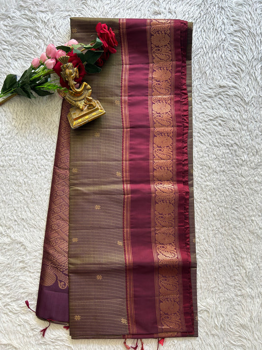 Kanjivaram Silk Saree - Green with Gold Zari Border ( Powerloom) | Affordable Luxury
