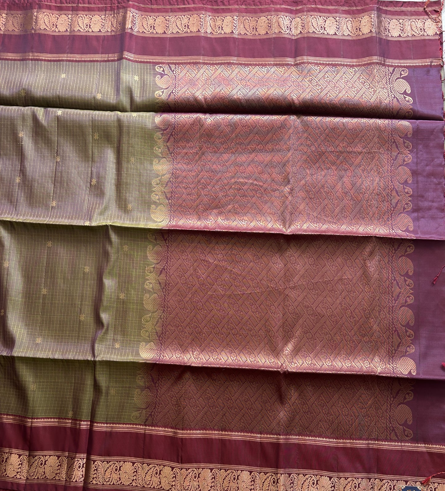 Kanjivaram Silk Saree - Green with Gold Zari Border ( Powerloom) | Affordable Luxury
