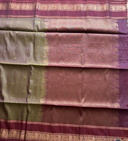 Kanjivaram Silk Saree - Green with Gold Zari Border ( Powerloom) | Affordable Luxury