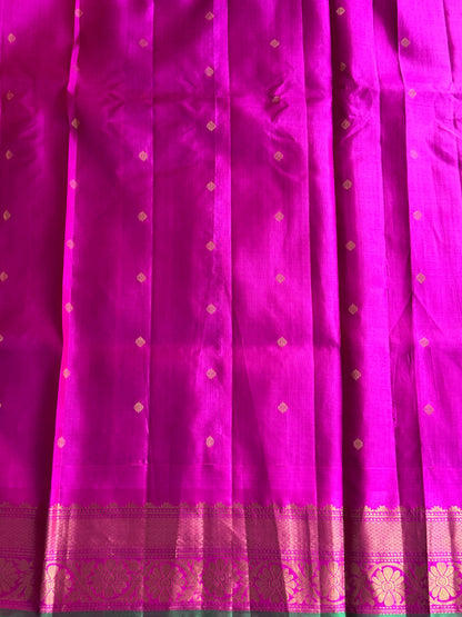 Violet Gadwal Pure Silk Saree (Powerloom) With Gold Zari Border — Silk Mark Certified - Sampradaya Designer Studio