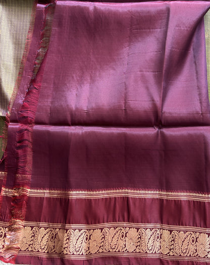 Kanjivaram Silk Saree - Green with Gold Zari Border ( Powerloom) | Affordable Luxury